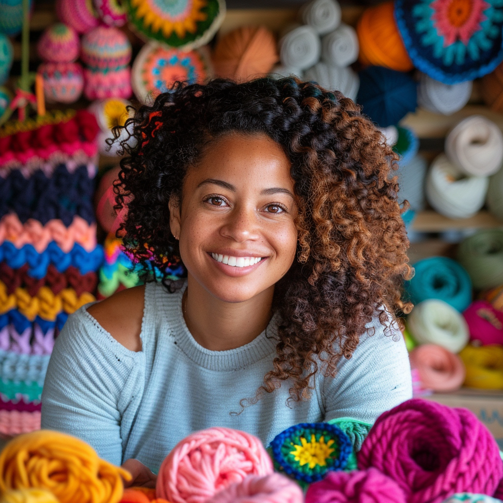 Aria Thompson - Community engagement leader fostering Knitista crafting connections
